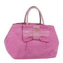 PRADA Hand Bag Nylon Pink Gold Auth 156242-1
