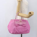 PRADA Hand Bag Nylon Pink Gold Auth 156242-23