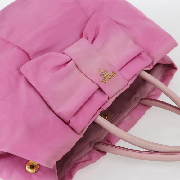 PRADA Hand Bag Nylon Pink Gold Auth 156242