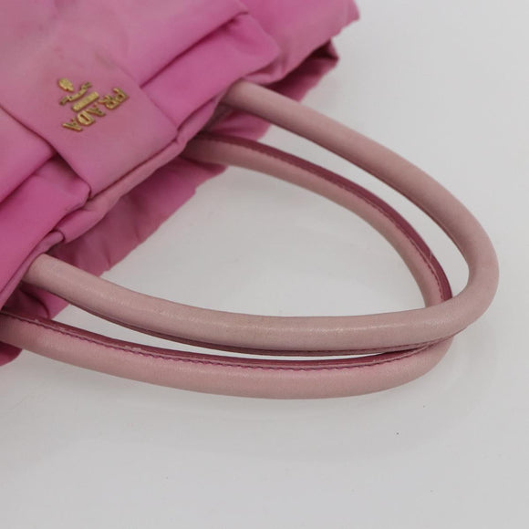 PRADA Hand Bag Nylon Pink Gold Auth 156242