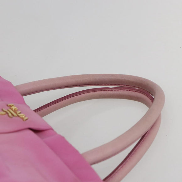 PRADA Hand Bag Nylon Pink Gold Auth 156242