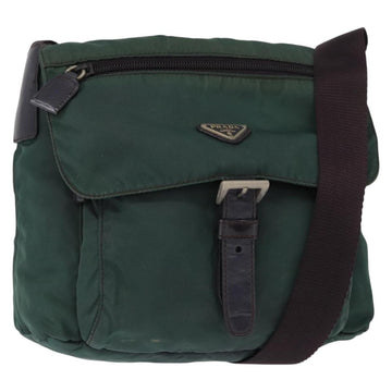 PRADA Shoulder Bag Nylon Green Silver Auth 156244