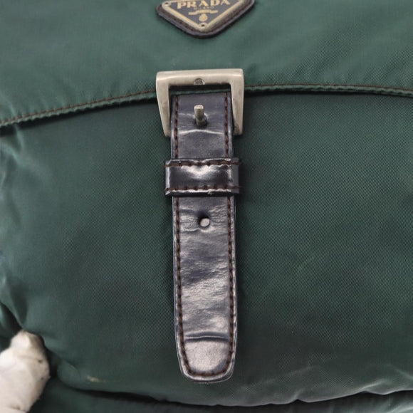 PRADA Shoulder Bag Nylon Green Silver Auth 156244