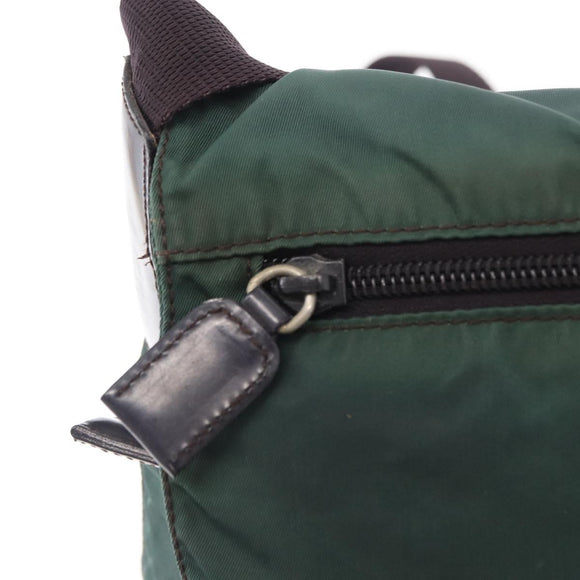 PRADA Shoulder Bag Nylon Green Silver Auth 156244