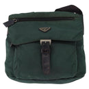 PRADA Shoulder Bag Nylon Green Silver Auth 156244-13