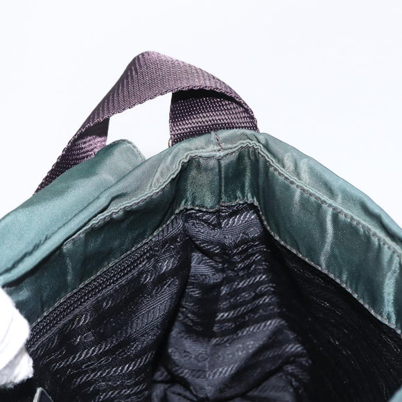 PRADA Shoulder Bag Nylon Green Silver Auth 156244