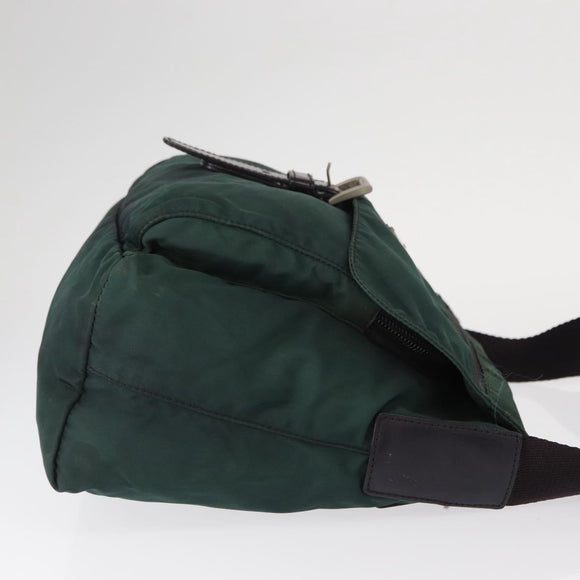 PRADA Shoulder Bag Nylon Green Silver Auth 156244