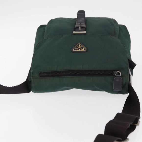 PRADA Shoulder Bag Nylon Green Silver Auth 156244