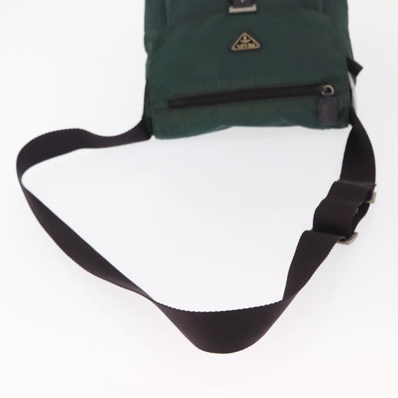 PRADA Shoulder Bag Nylon Green Silver Auth 156244