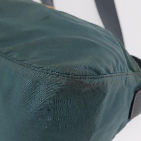PRADA Shoulder Bag Nylon Green Gold Auth 156245