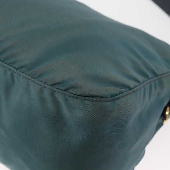 PRADA Shoulder Bag Nylon Green Gold Auth 156245
