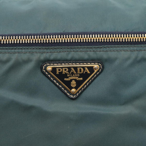 PRADA Shoulder Bag Nylon Green Gold Auth 156245