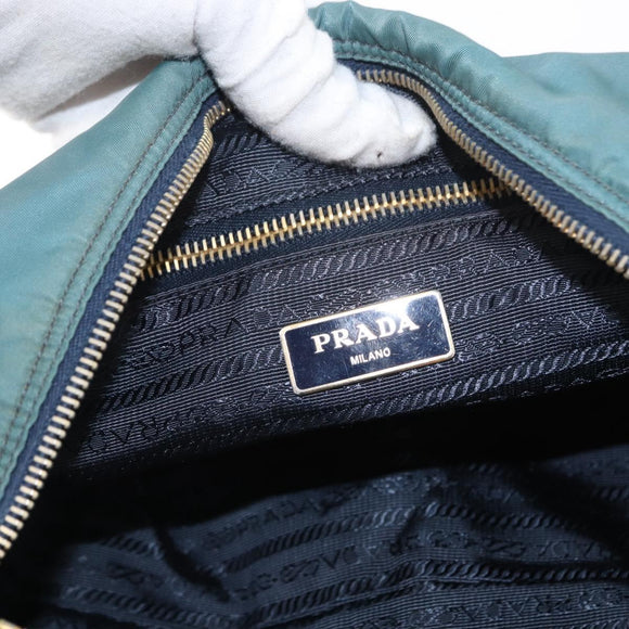 PRADA Shoulder Bag Nylon Green Gold Auth 156245