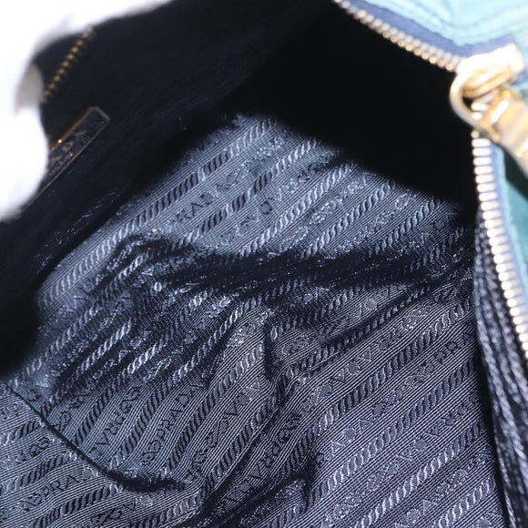 PRADA Shoulder Bag Nylon Green Gold Auth 156245