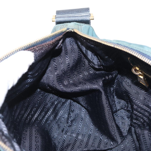 PRADA Shoulder Bag Nylon Green Gold Auth 156245