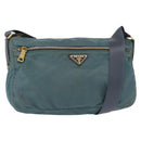 PRADA Shoulder Bag Nylon Green Gold Auth 156245-1