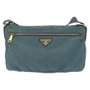 PRADA Shoulder Bag Nylon Green Gold Auth 156245-13