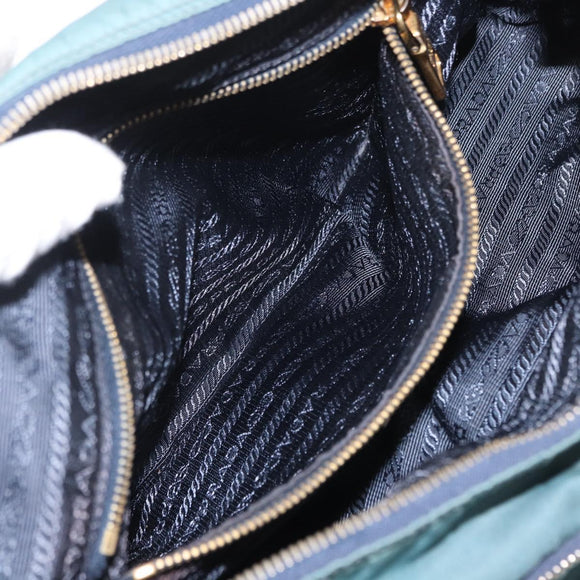 PRADA Shoulder Bag Nylon Green Gold Auth 156245