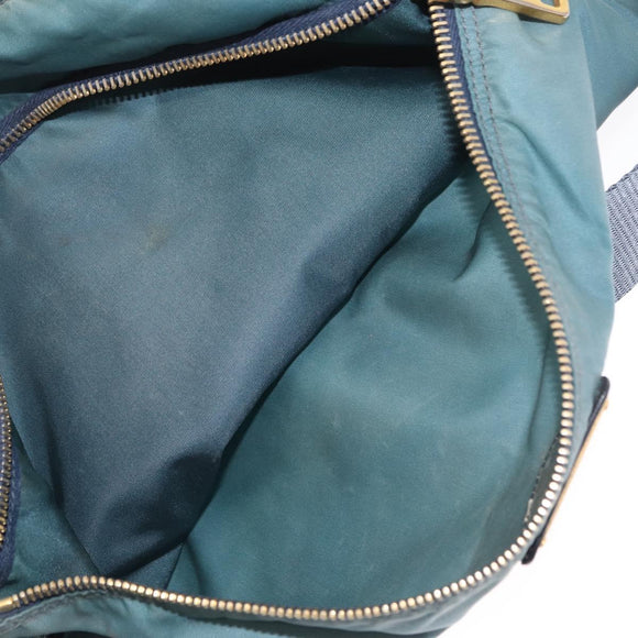 PRADA Shoulder Bag Nylon Green Gold Auth 156245