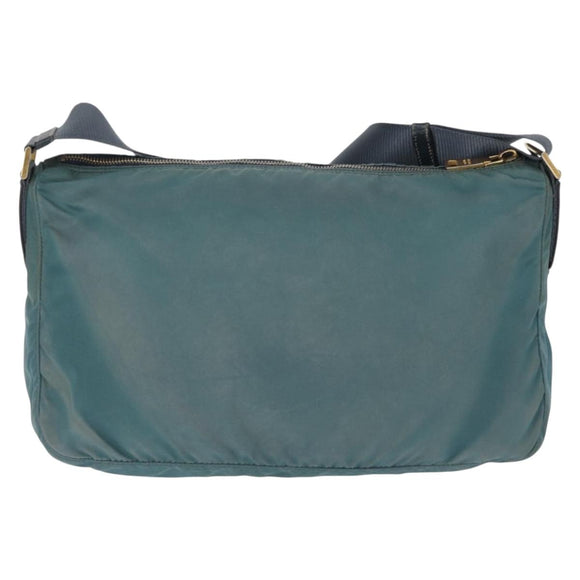 PRADA Shoulder Bag Nylon Green Gold Auth 156245