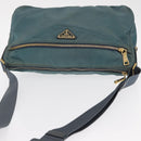 PRADA Shoulder Bag Nylon Green Gold Auth 156245-6