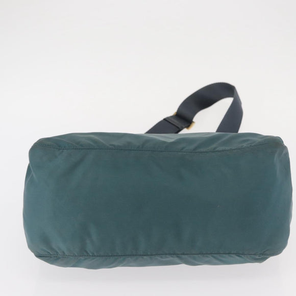 PRADA Shoulder Bag Nylon Green Gold Auth 156245