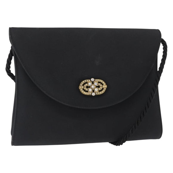 Salvatore Ferragamo Vala Shoulder Bag Nylon Black Gold Auth 156246