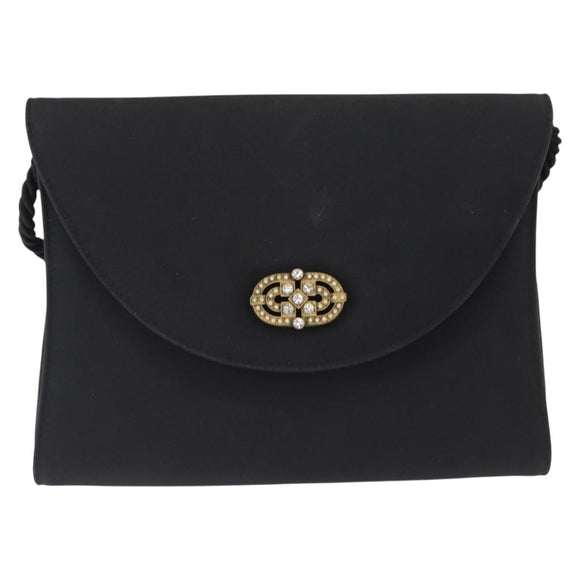 Salvatore Ferragamo Vala Shoulder Bag Nylon Black Gold Auth 156246