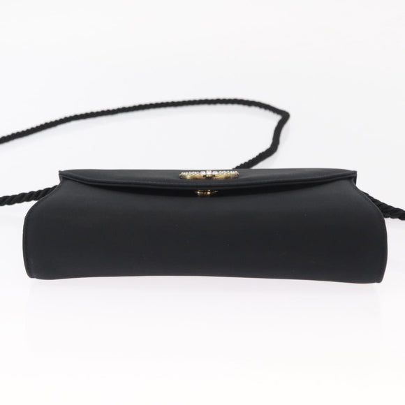 Salvatore Ferragamo Vala Shoulder Bag Nylon Black Gold Auth 156246