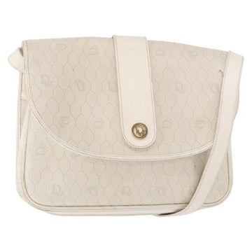 Christian Dior Honeycomb Canvas Shoulder Bag PVC Gold White Auth 156247