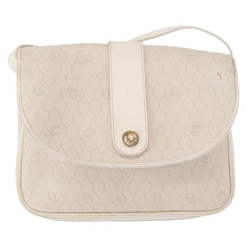 Christian Dior Honeycomb Canvas Shoulder Bag PVC Gold White Auth 156247 - 0