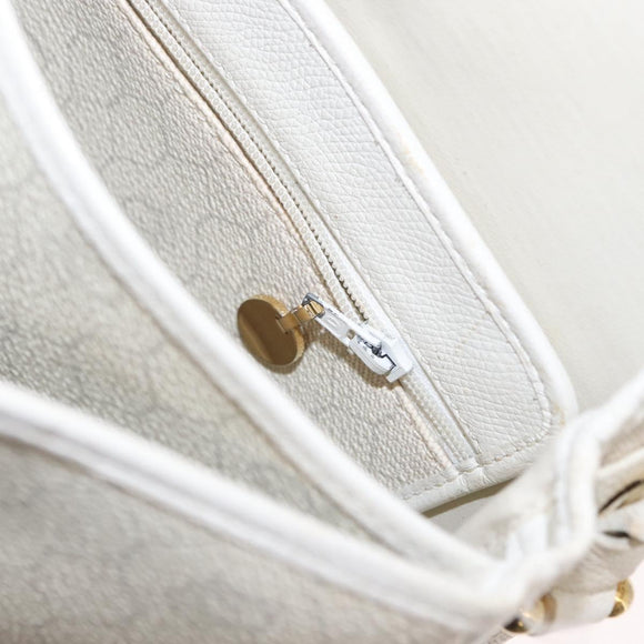 Christian Dior Honeycomb Canvas Shoulder Bag PVC Gold White Auth 156247