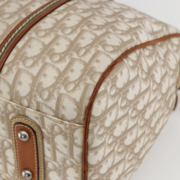 Christian Dior Trotter Canvas Romantic Chain Bag PVC Beige Silver Auth 156248