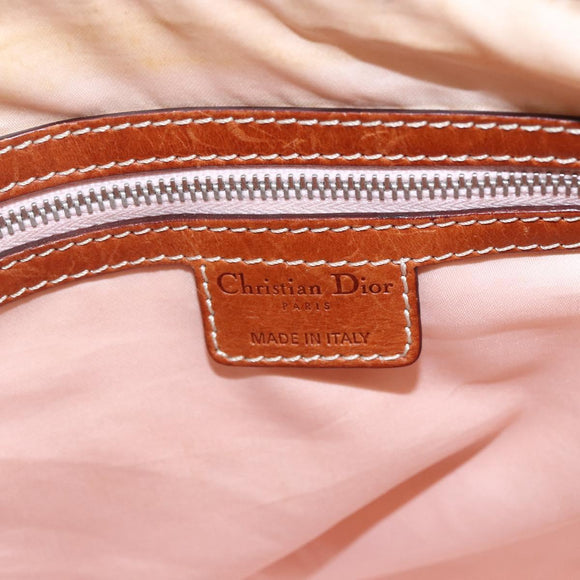 Christian Dior Trotter Canvas Romantic Chain Bag PVC Beige Silver Auth 156248