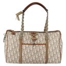 Christian Dior Trotter Canvas Romantic Chain Bag PVC Beige Silver Auth 156248-13