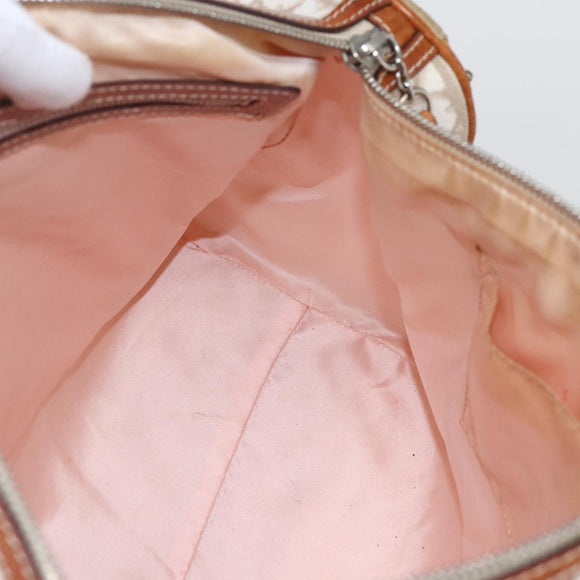 Christian Dior Trotter Canvas Romantic Chain Bag PVC Beige Silver Auth 156248