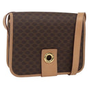 CELINE Macadam Canvas Circle Shoulder Bag PVC Leather Brown Gold Auth 156249V-1