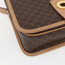 CELINE Macadam Canvas Circle Shoulder Bag PVC Leather Brown Gold Auth 156249V-15