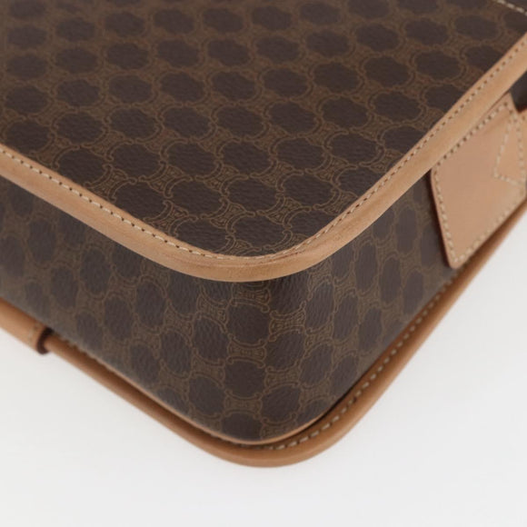 CELINE Macadam Canvas Circle Shoulder Bag PVC Leather Brown Gold Auth 156249V