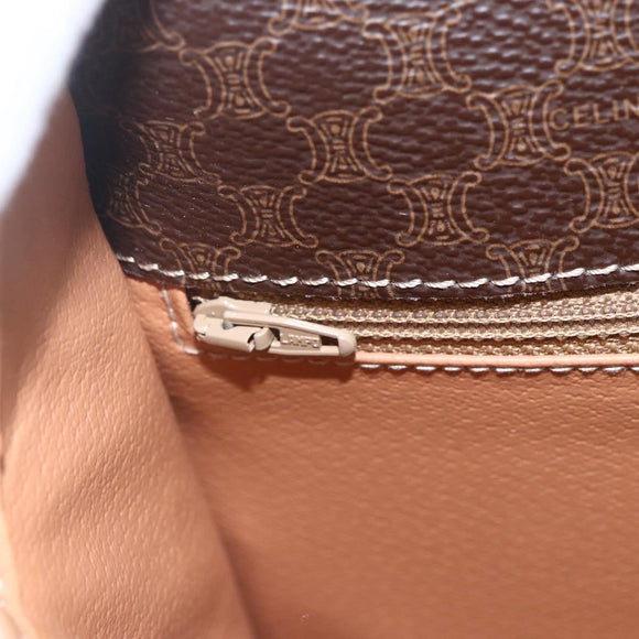 CELINE Macadam Canvas Circle Shoulder Bag PVC Leather Brown Gold Auth 156249V