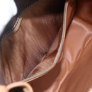 CELINE Macadam Canvas Circle Shoulder Bag PVC Leather Brown Gold Auth 156249V-10