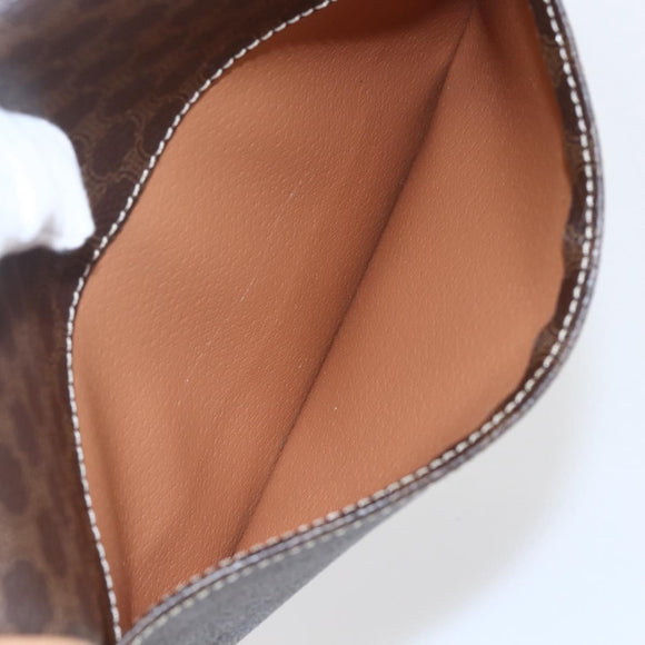 CELINE Macadam Canvas Circle Shoulder Bag PVC Leather Brown Gold Auth 156249V