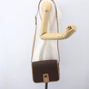 CELINE Macadam Canvas Circle Shoulder Bag PVC Leather Brown Gold Auth 156249V-22