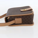 CELINE Macadam Canvas Circle Shoulder Bag PVC Leather Brown Gold Auth 156249V-3
