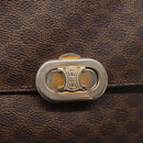 CELINE Macadam Canvas Shoulder Bag PVC Leather Brown Gold Auth 156250-18