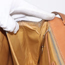 CELINE Macadam Canvas Shoulder Bag PVC Leather Brown Gold Auth 156250-21