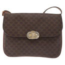 CELINE Macadam Canvas Shoulder Bag PVC Leather Brown Gold Auth 156250-13