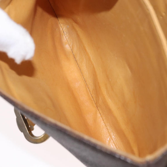 CELINE Macadam Canvas Shoulder Bag PVC Leather Brown Gold Auth 156250