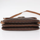 CELINE Macadam Canvas Shoulder Bag PVC Leather Brown Gold Auth 156250-5