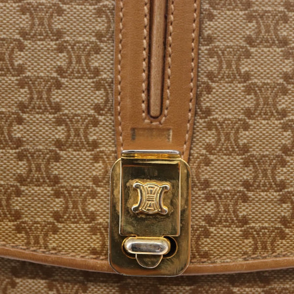 CELINE Macadam Canvas Shoulder Bag PVC Brown Gold Auth 156251